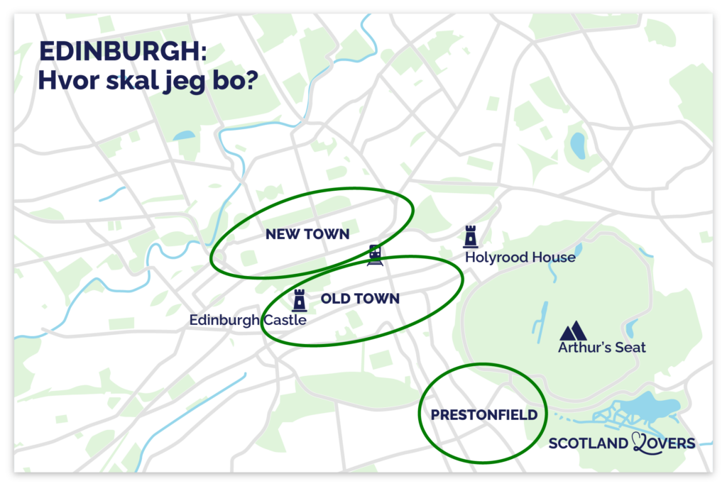Kort over de bedste steder at bo i Edinburgh