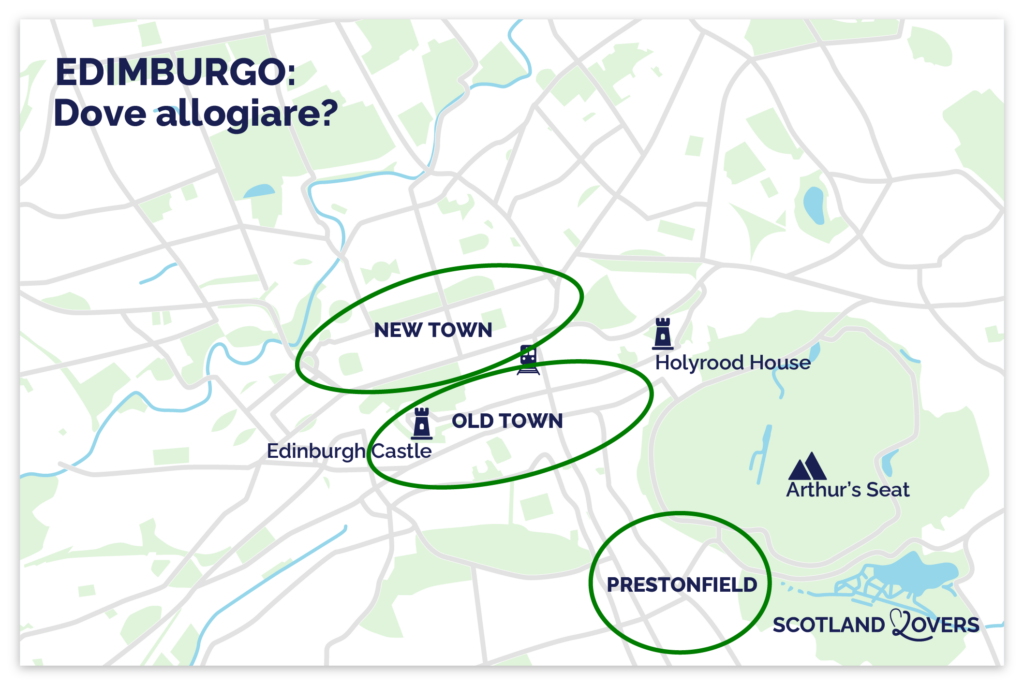 Mappa dei migliori luoghi in cui soggiornare a Edimburgo